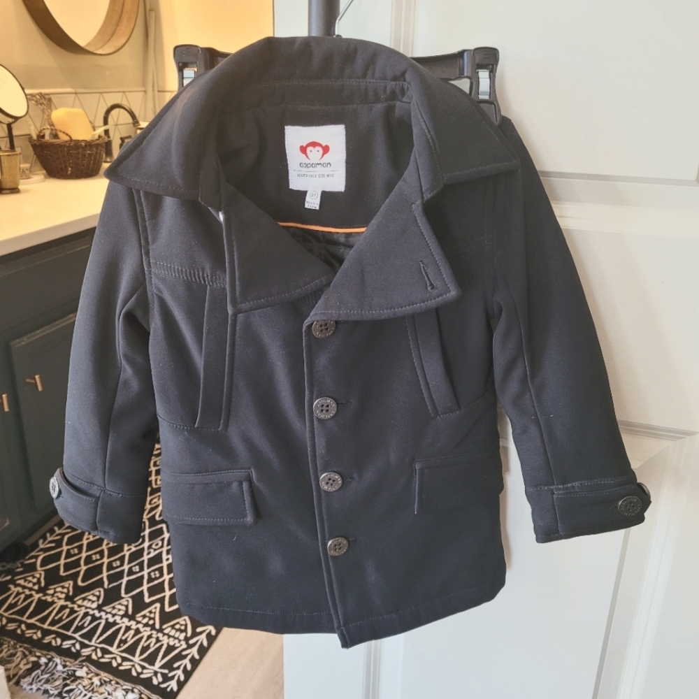 3T Black Pea Coat